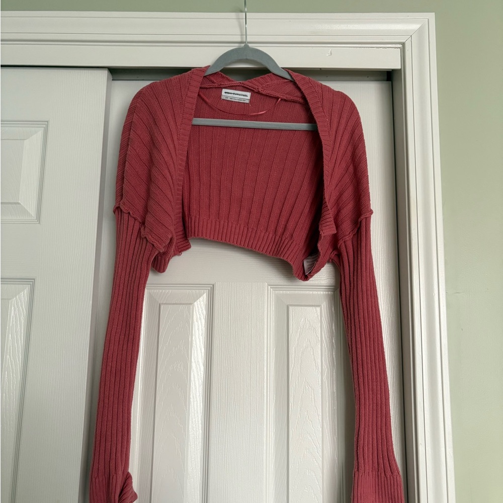Women's Ribbed Pink Cardigan